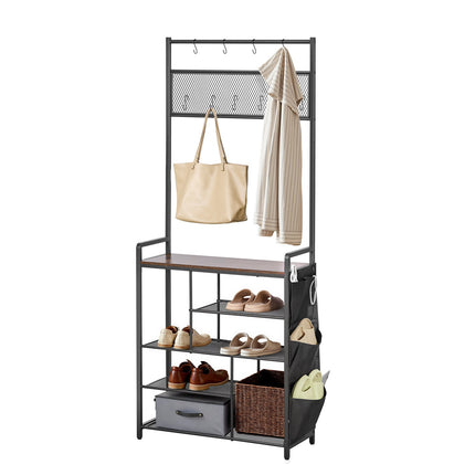 Hall Tree Coat Rack With 4-Tier Shoe Rack, 1800 mm