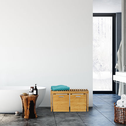 Hall bench with bamboo storage