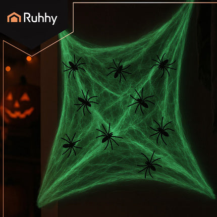 Halloween Glow-in-the-Dark Spider Web with 20 Spiders