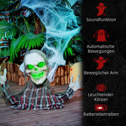 Halloween Groundbreaker Skeleton, Bendable Arms, Glowing Eyes