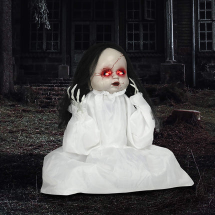 Halloween Horror Doll with LED Eyes, Sound & Motion Sensor, 60 cm