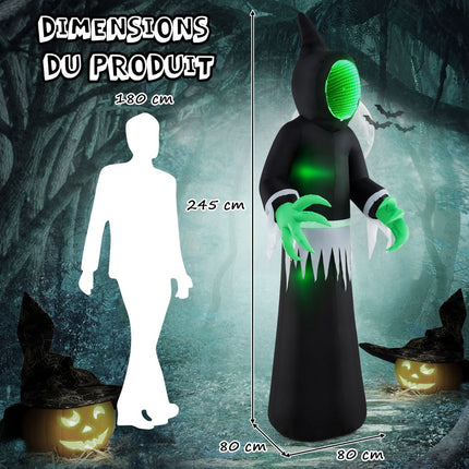 Halloween Inflatable Ghost 245 cm With Green LED Lights