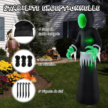 Halloween Inflatable Ghost 245 cm With Green LED Lights