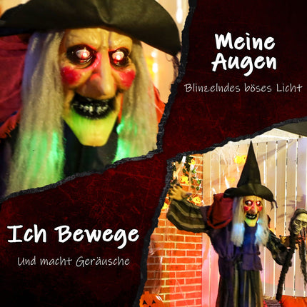 Halloween Witch Decoration, 160 cm, LED Lights, Sound