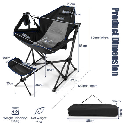 Hammock Camping Chair, Retractable Footrest, Carry Bag