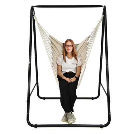 Hammock Chair With Stand, Beige, 120 kg Capacity