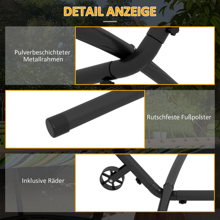 Adjustable steel hammock with wheels, 220 kg load