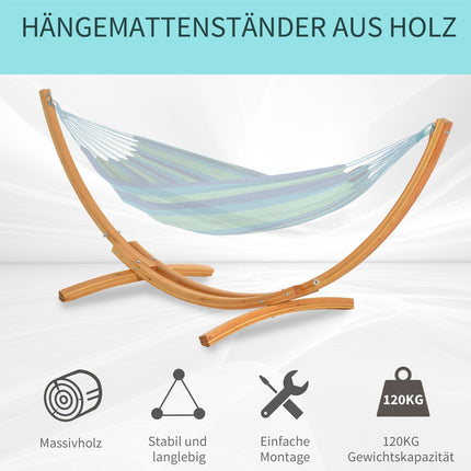 Pine hammock with pull rope, 325 x 120 x 118 cm