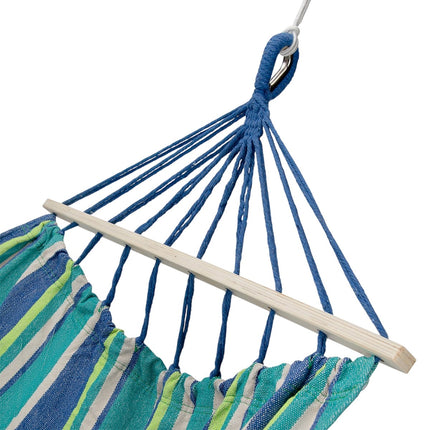 Hammock with 70cm Wooden Beam & Metal Holder, Sea Blue