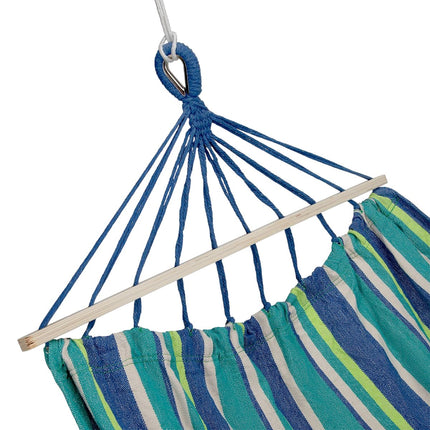 Hammock with 70cm Wooden Beam & Metal Holder, Sea Blue