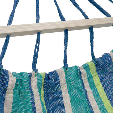Hammock with 70cm Wooden Beam & Metal Holder, Sea Blue