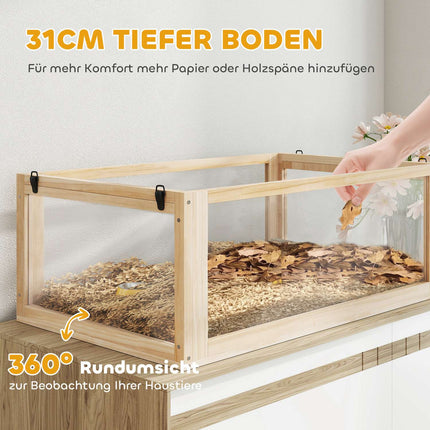 Hamster Cage, 3-Level Wooden with Toys, 80x50x76 cm