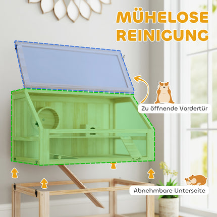 Hamster Cage, 3-Level Wooden with Toys, 80x50x76 cm