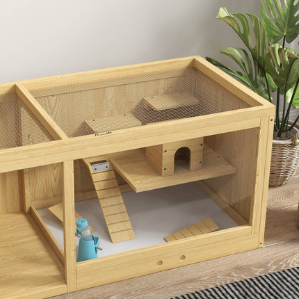 Wooden gerbil cage - 100 cm playhouse with swings and ladders