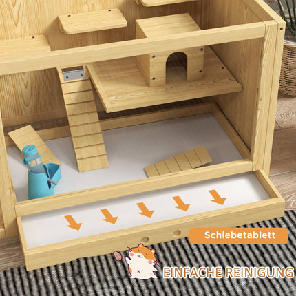 Wooden gerbil cage - 100 cm playhouse with swings and ladders
