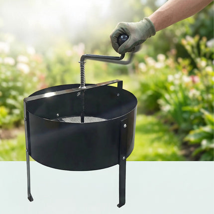 Hand-Crank Garden Sieve, Carbon Steel, Freestanding
