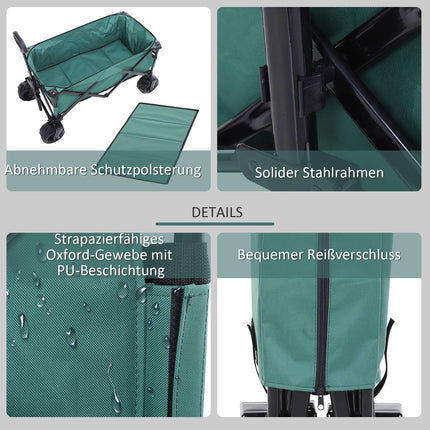 Folding metal garden cart - 360° telescopic handle, 20 kg capacity