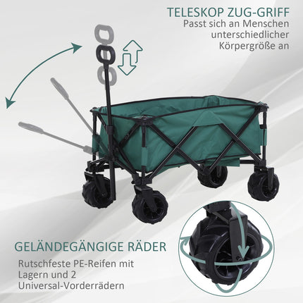 Folding metal garden cart - 360° telescopic handle, 20 kg capacity