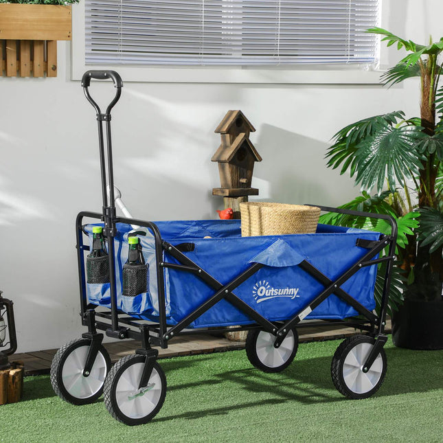 Folding steel garden cart - 360° wheels, adjustable size
