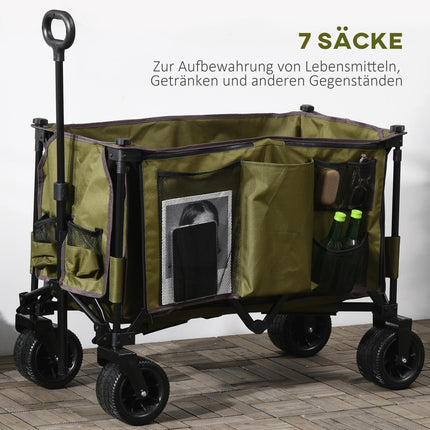 Folding handcart with adjustable handle, wide wheels, 120 kg capacity