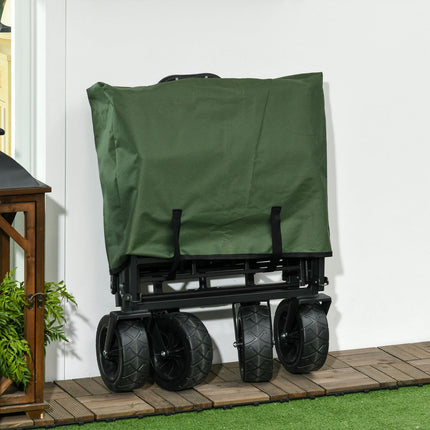 Folding handcart with handle, 100 kg capacity - Khaki