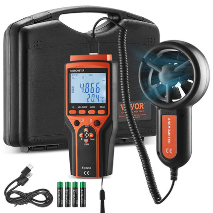 Handheld Anemometer with Split Vane, CFM, 14-140F, Backlit