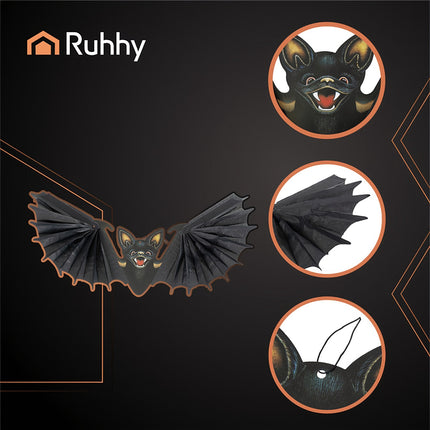 Hanging Bat Halloween Decoration, 60cm, Black
