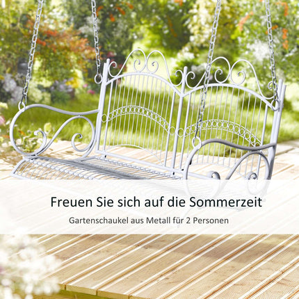 Metal hanging rocking bench, white, 118 x 58 x 57 cm