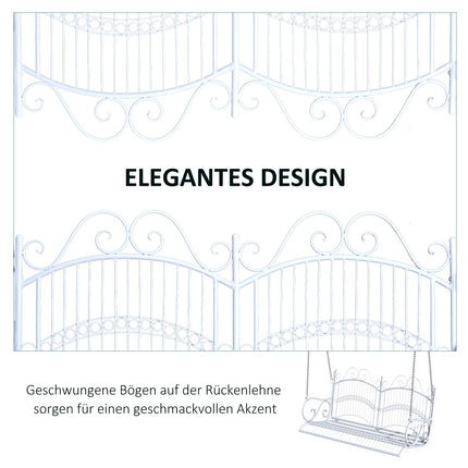 Metal hanging rocking bench, white, 118 x 58 x 57 cm