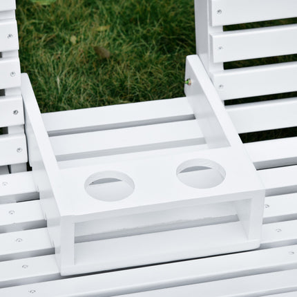 Garden swing bench with folding table, 2-3 seats, white
