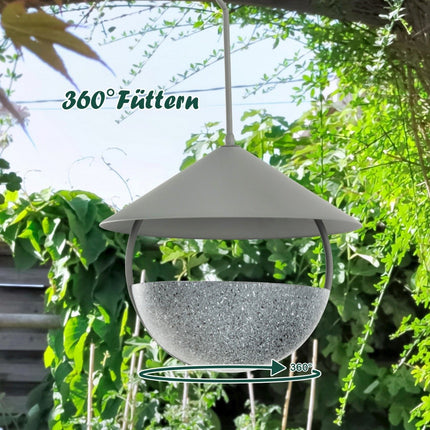 Hanging Bird Feeder 2 in 1 Bird Feeder & Bird Bath Grey