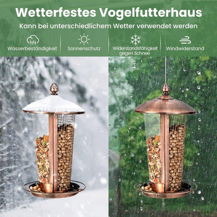 Hanging Bird Feeder 2 in 1 Wild Bird Feeder 16 x 28 cm Bronze