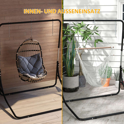 Height-adjustable hanging chair stand, 250 kg capacity, black