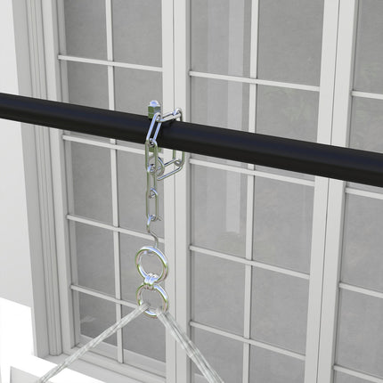 Height-adjustable hanging chair stand, 250 kg capacity, black