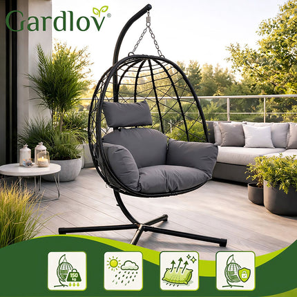 Hanging Garden Swing Chair with Waterproof Cushions, 150kg Capacity
