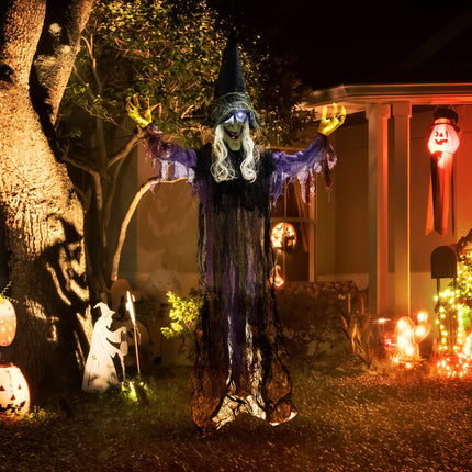 Hanging Halloween Witch with LED Lights, Sound, 183cm