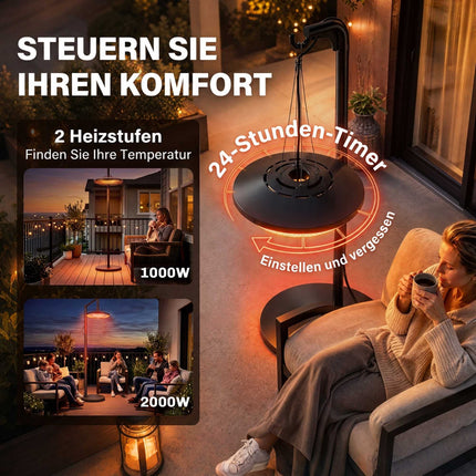 Hanging Infrared Heater 2000W with LED & Remote Control
