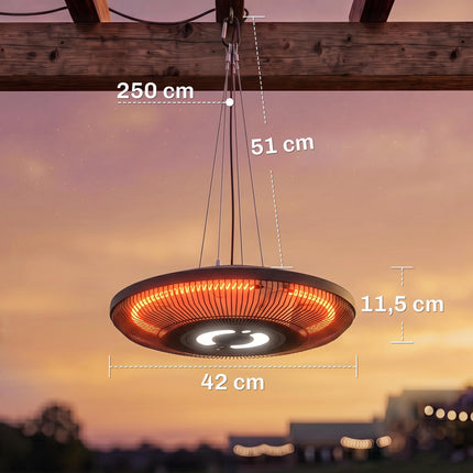 Hanging Infrared Heater 2000W with LED & Remote Control