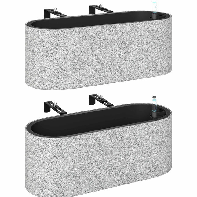 Hanging Self-Watering Planters, Light Grey, Set of 2
