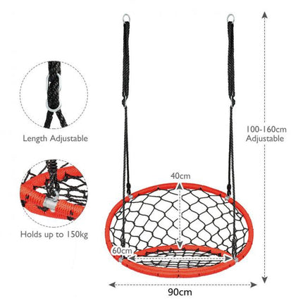 Hanging Web Swing Chair, Adjustable Ropes, 330 Lb, Orange