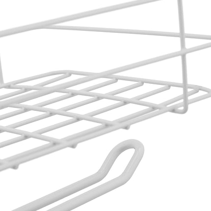 Hanging basket with holder for paper towels