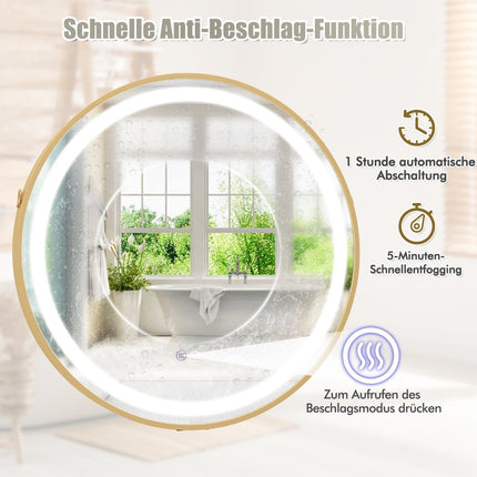 Hanging bathroom mirror with hanging strap & 3-color LED light & memory function