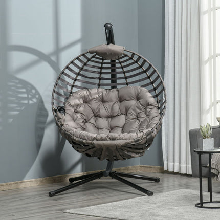 Hanging chair with frame, foldable, steel, with cushion