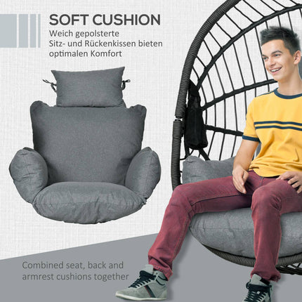 Hanging rocking chair, rattan look with cushion & cup holder
