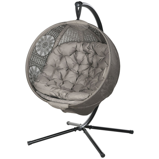 Hangstoel hangschommel met zitkussen opklapbare zitmand voor binnen buiten draagvermogen tot 120 kg polyester zand
