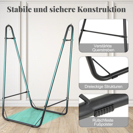 Hanging chair with frame, grey, cotton-polyester, 120 kg load capacity