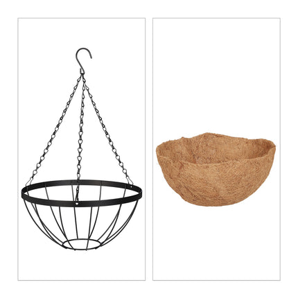 Hanging flower basket with 3 baskets made of coconut fiber