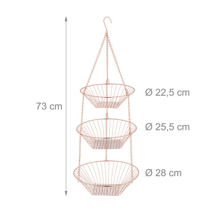 Hanging fruit basket in copper