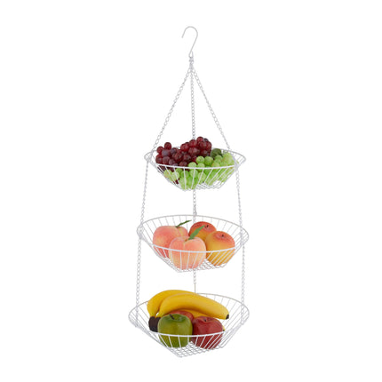 Hanging fruit basket in white