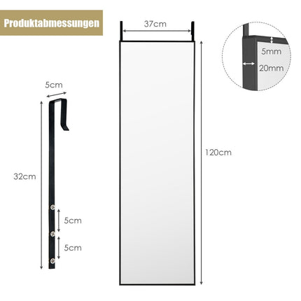 Hanging mirror full-length mirror with frame 120 x 37 x 2 cm black